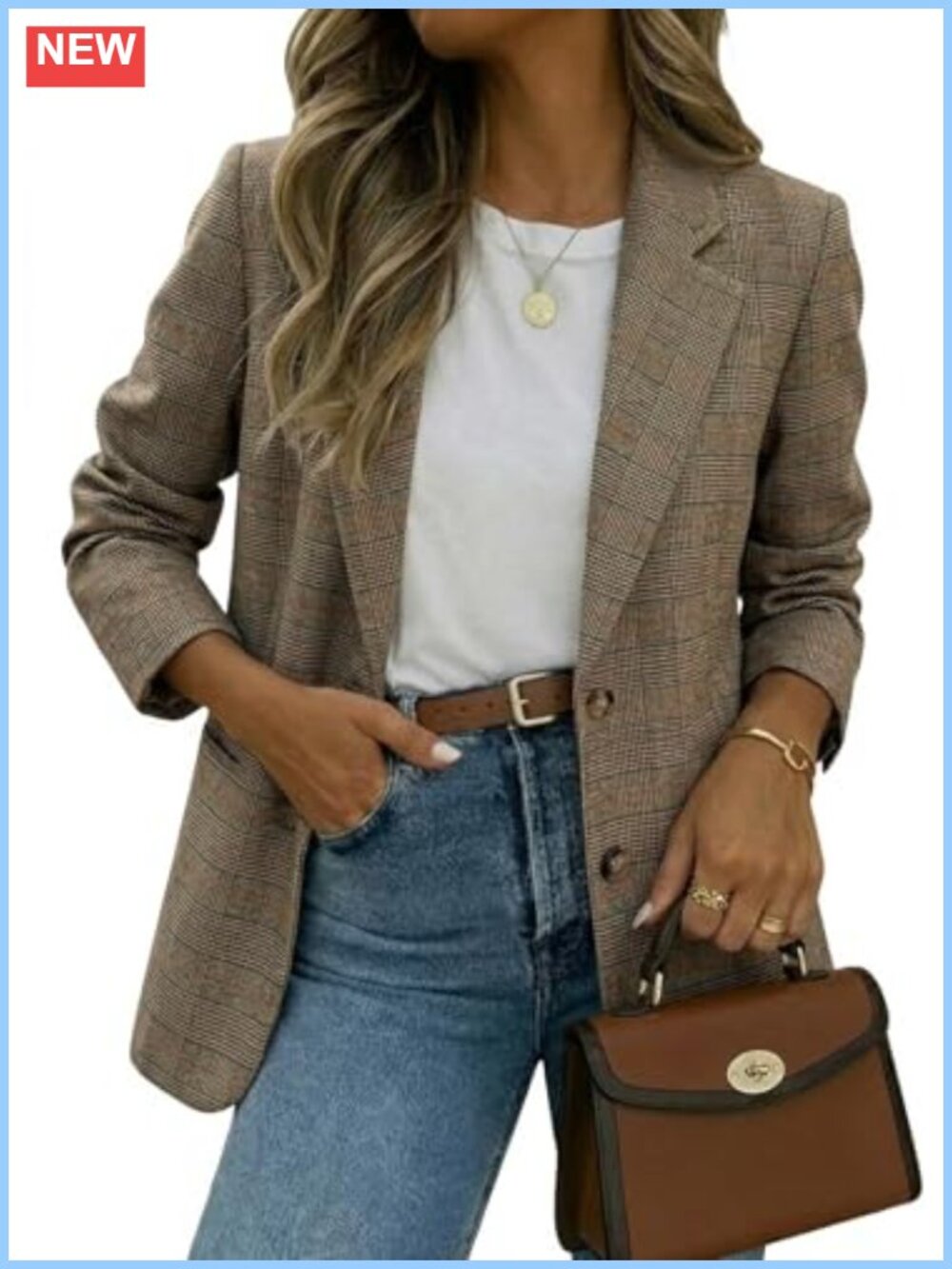 Womens Plaid Blazer Lightweight Business Casual Suit Jacket Oversize